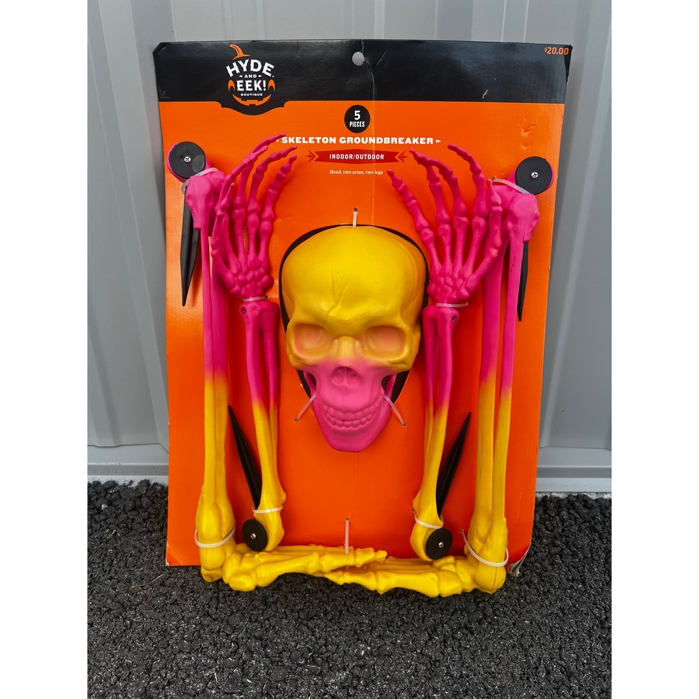 Hyde & EEK Skeleton Groundbreaker 5pc Neon Pink Yellow Halloween Decor Target